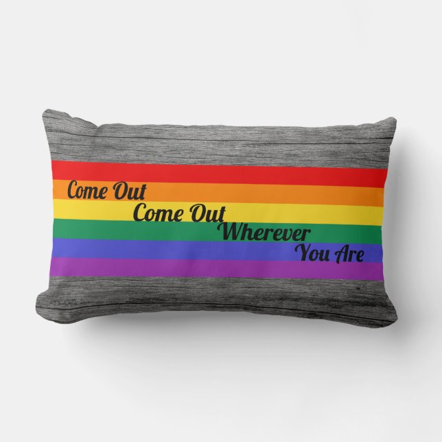 Gay Pride LGBT Come Out Rainbow Flag Love Wins Lumbar Pillow (Front)