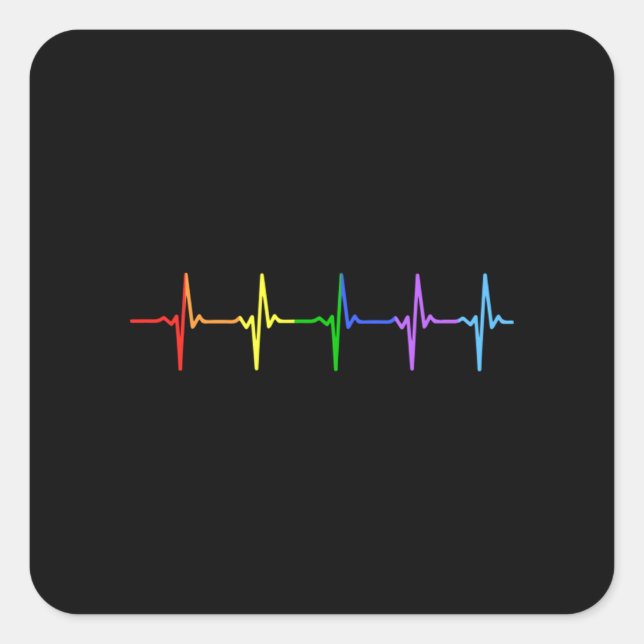 Gay Pride LGBT Heartbeat Pulse  4 Square Sticker (Front)