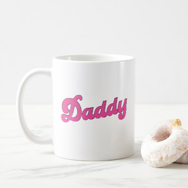 Gay Pride LGBT Pink Bear Gay Daddy  Coffee Mug (With Donut)