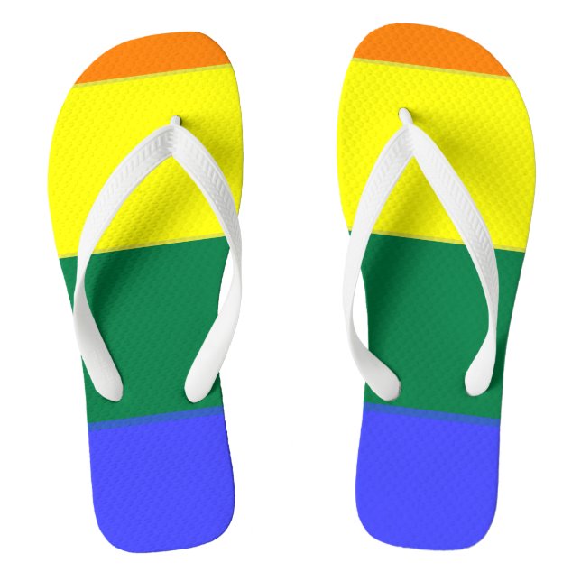 Gay Pride LGBT Rainbow Flag Flip Flops (Footbed)