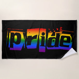 Gay Pride LGBT Rainbow Flag Typography LGBTQ Beach Towel
