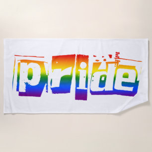 Gay Pride LGBT Rainbow Flag Typography LGBTQ Beach Towel