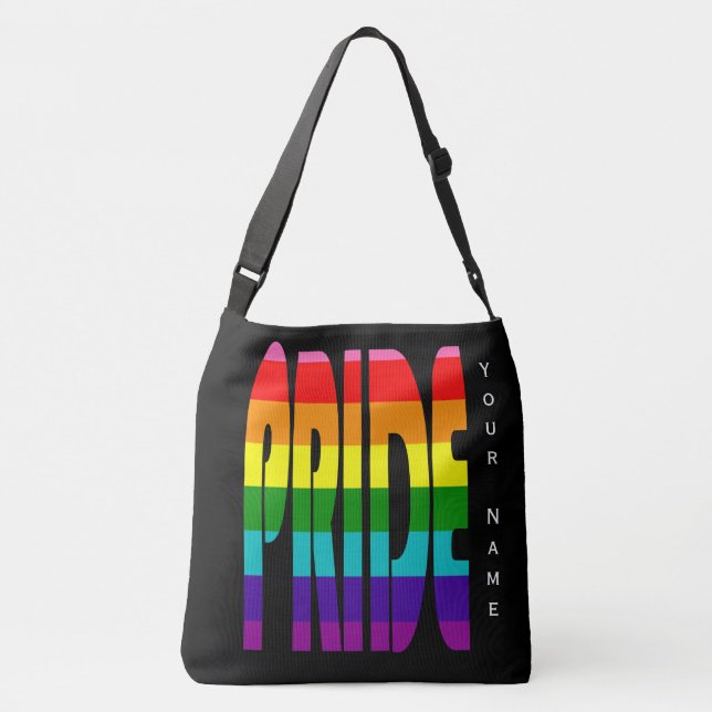 Gay Pride LGBT Rainbow Flag Typography LGBTQ Crossbody Bag (Back)
