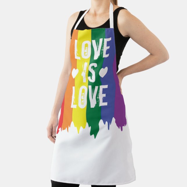 Gay Pride LGBT Rainbow Love Is Love Apron (Insitu)