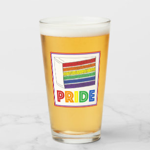 Gay Pride LGBT Rainbow Wedding Layer Cake Slice Glass