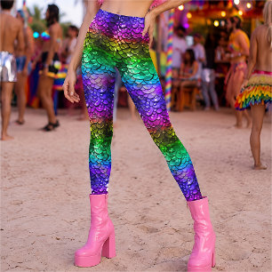 Gay Pride LGBT Rainbow Wet Look Mermaid Tail Leggings
