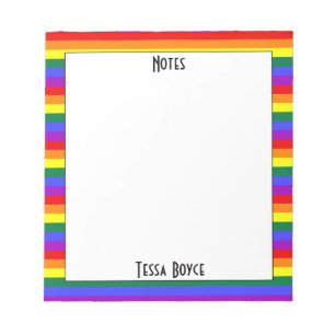 Gay Pride LGBTQ Pride Colors Monogrammed Notepad