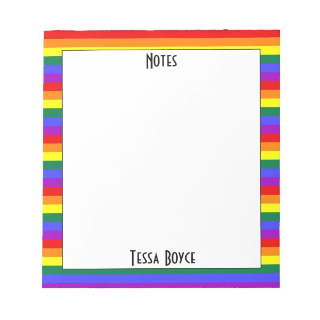 Gay Pride LGBTQ Pride Colors Monogrammed Notepad (Front)