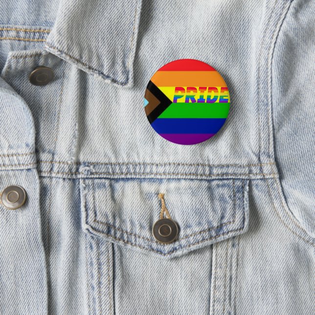 Gay Pride LGBTQ+ Progress Advocacy  2 Inch Round Button (In Situ)