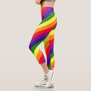 Gay Pride LGBTQ Rainbow Colours Striped Capri Leggings