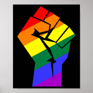 Gay Pride Lgbtq Rainbow Flag Resist Fist Gay Right Poster