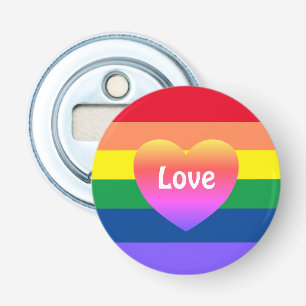 Gay Pride LGBTQ Rainbow Heart Bottle Opener