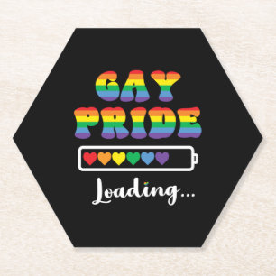 Gay Pride Loading LGBTQIA+ Slogan Pride Merch R Paper Coaster