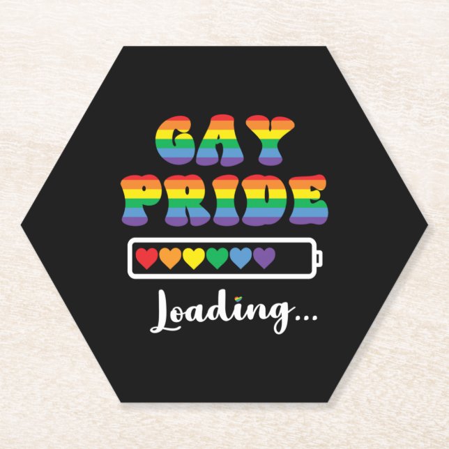Gay Pride Loading  LGBTQIA+ Slogan  Pride Merch  R Paper Coaster (Front)