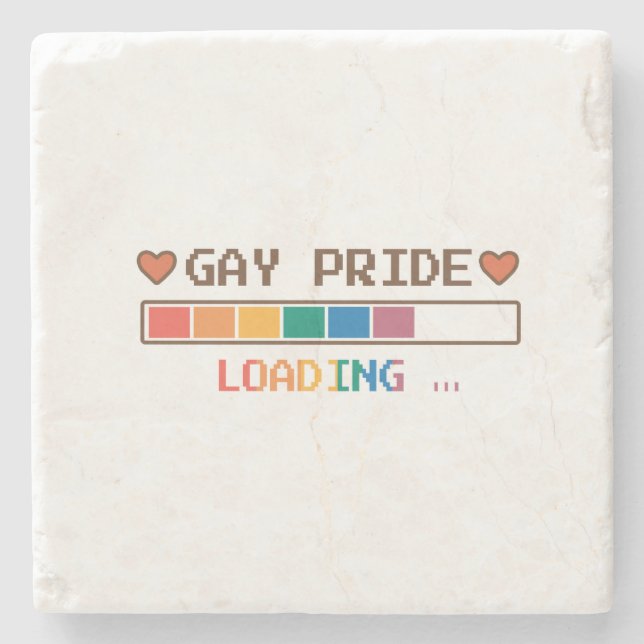 Gay Pride – Loading Progress Bar LGBTQ Stone Coaster (Front)
