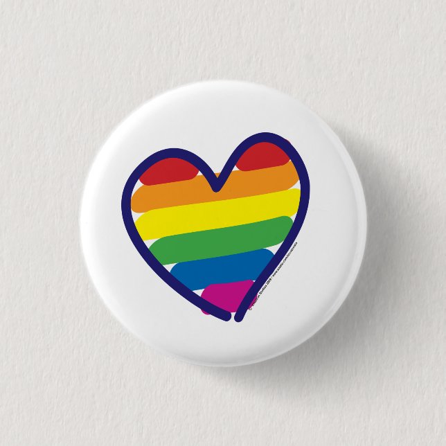 Gay Pride Love Heart 1 Inch Round Button (Front)