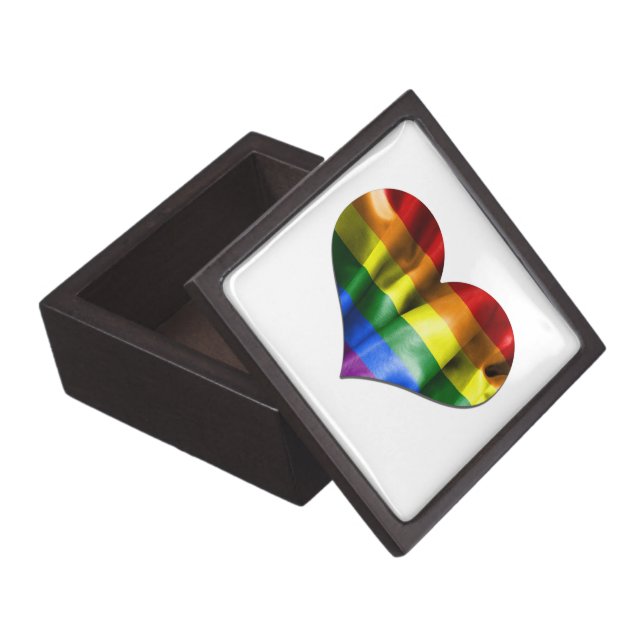 Gay Pride Love Heart Flag Keepsake Box (Opened)