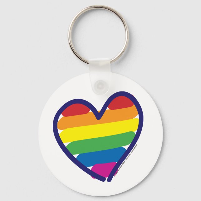 Gay Pride Love Heart Keychain (Front)