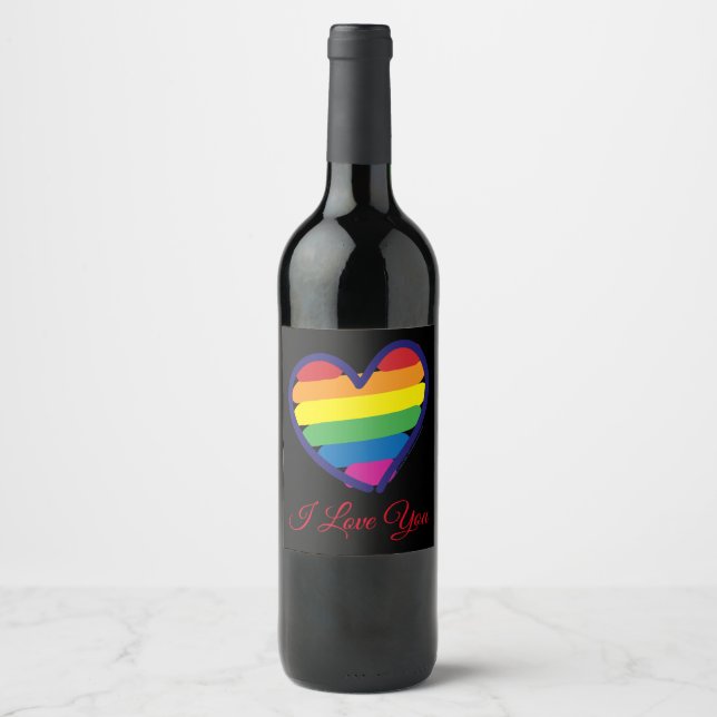 Gay Pride Love Heart Wine Label (Front)