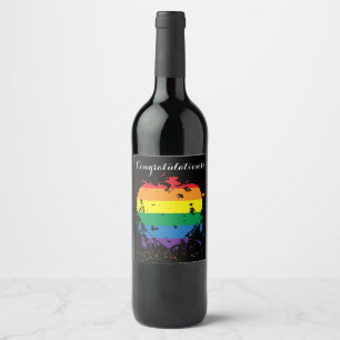 Gay Pride Love Heart Wine Label