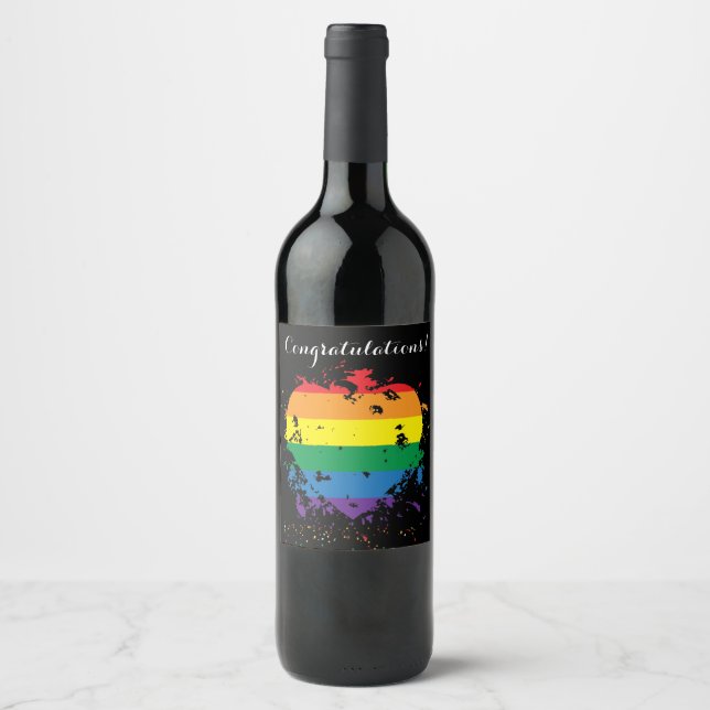 Gay Pride Love Heart Wine Label (Front)