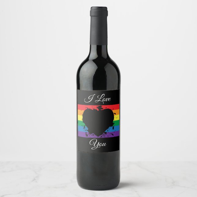 Gay Pride Love Heart Wine Label (Front)