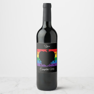 Gay Pride Love Heart Wine Label