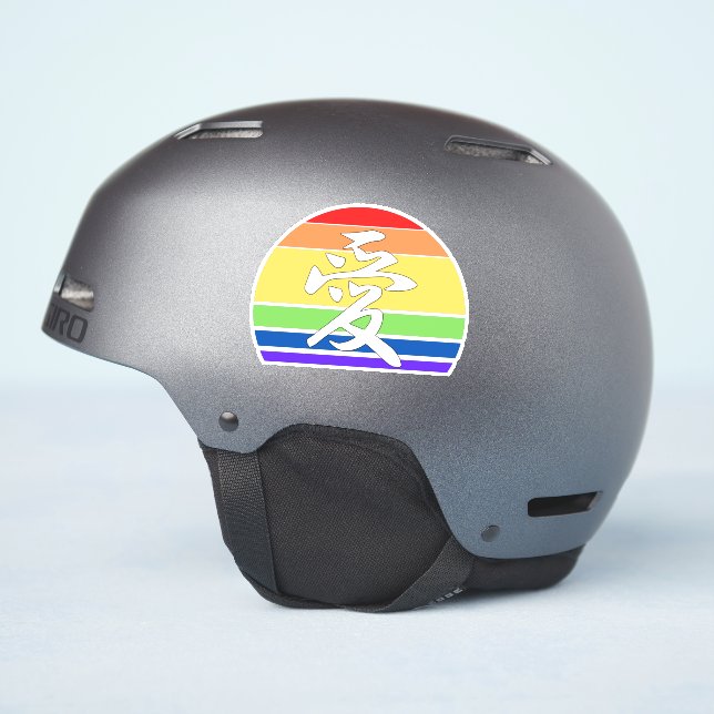 Gay Pride LOVE in Kanji and Chinese LGBTQ pride (Helmet Side)