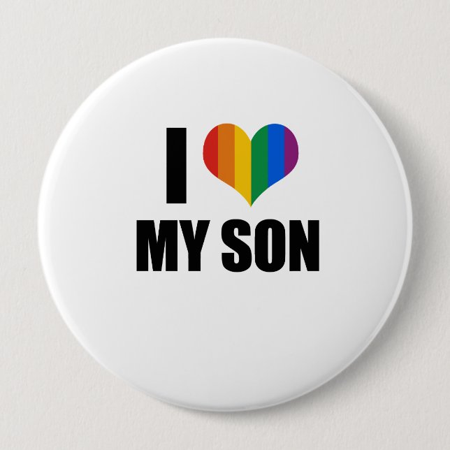 Gay Pride Love son 4 Inch Round Button (Front)