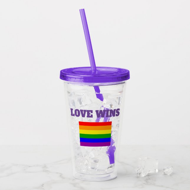 Gay Pride Love wins Acrylic Tumbler (Front Ice)
