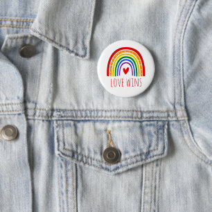 Gay Pride Love Wins LGBT Rainbow 2 Inch Round Button