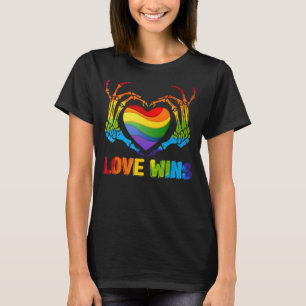 Gay Pride Love Wins Skeleton Rainbow LGBT LGBTQ Le T-Shirt