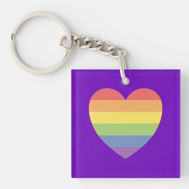Gay Pride Merch Rainbow Heart LGBTQ Keychain (Front)