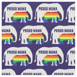 Gay Pride Mom Proud Mama Elephant Rainbow LGBTQ Fabric