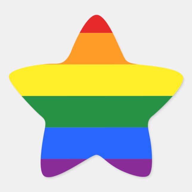 Gay pride month LGBT Rainbow Stripes Colourful Star Sticker (Front)