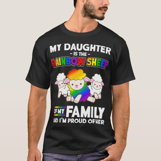 Gay Pride Month Mom My Daughter Is Rainbow Sheep T-Shirt (Front)