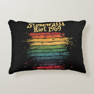 Gay Pride Month Rainbow Flag Stone wall Riot 1969 Accent Pillow