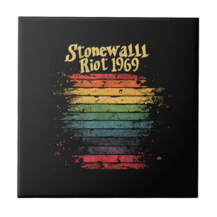 Gay Pride Month Rainbow Flag Stone wall Riot 1969 Tile