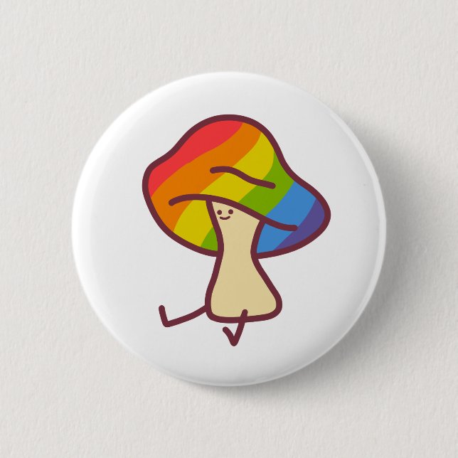 Gay Pride Mushroom Pin (Front)