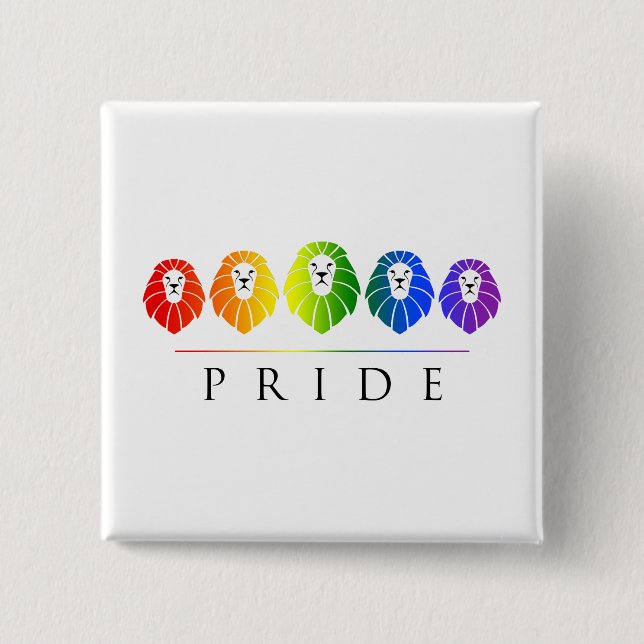 Gay Pride of Lions - LGBT 2 Inch Square Button (Front)