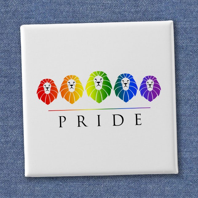 Gay Pride of Lions - LGBT 2 Inch Square Button (Creator Uploaded)