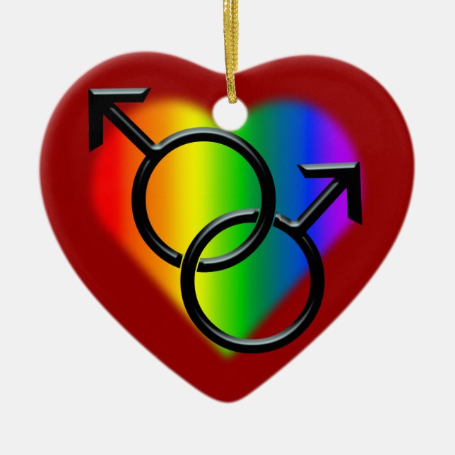Gay Pride Ornament Personalized Rainbow Love Gifts (Front)