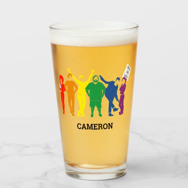 Gay Pride Parade Illustration Personalized Glass (Front Filled)