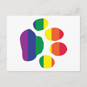 Gay Pride Paw Print Postcard