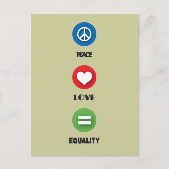 Gay Pride Peace Love Equality Postcard (Front)