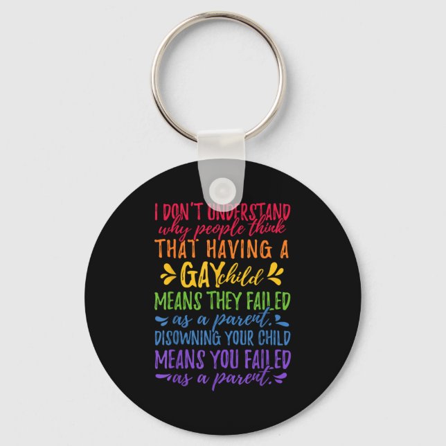 Gay Pride - Proud Parent Mom Dad Parenting Quote  Keychain (Front)