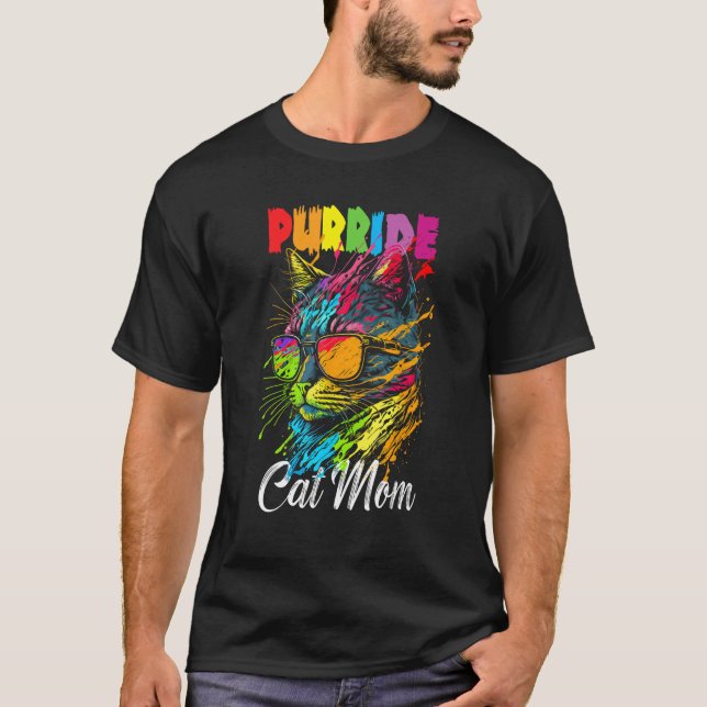 Gay Pride Purride Cat Mother LGBT Pride Month Cute T-Shirt (Front)