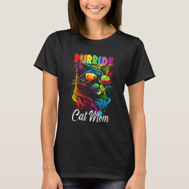 Gay Pride Purride Cat Mother LGBT Pride Month Cute T-Shirt (Front)