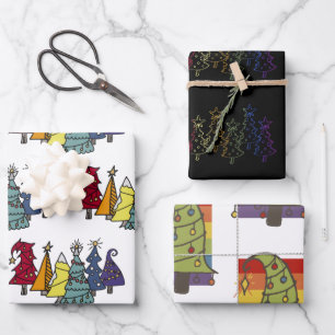 Gay Pride Rainbow Christmas Tree Pattern Wrapping Paper Sheet