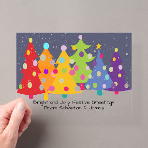 Gay Pride Rainbow Christmas Trees LGBT Acrylic Invitations
